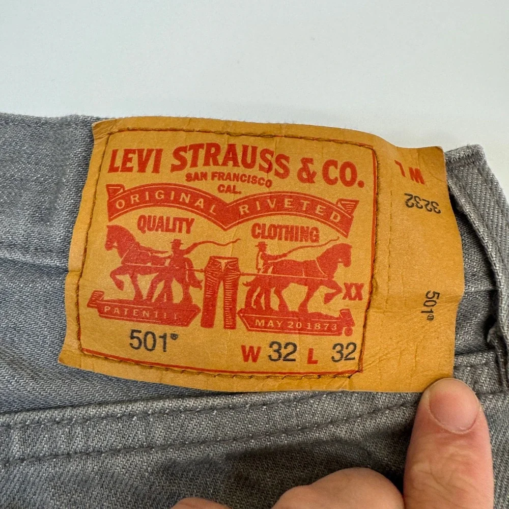 Levis Jeans Mens 32x29 Gray Original Fit 501 Vintage Streetwear